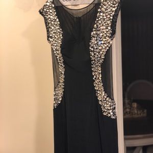 Jovani black stretch sheer & stone gown